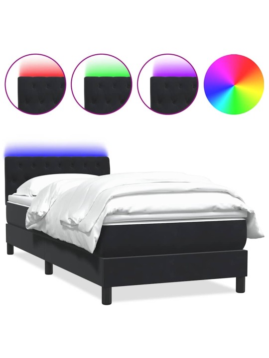 Box spring postel s matrací černý 80x220 cm samet