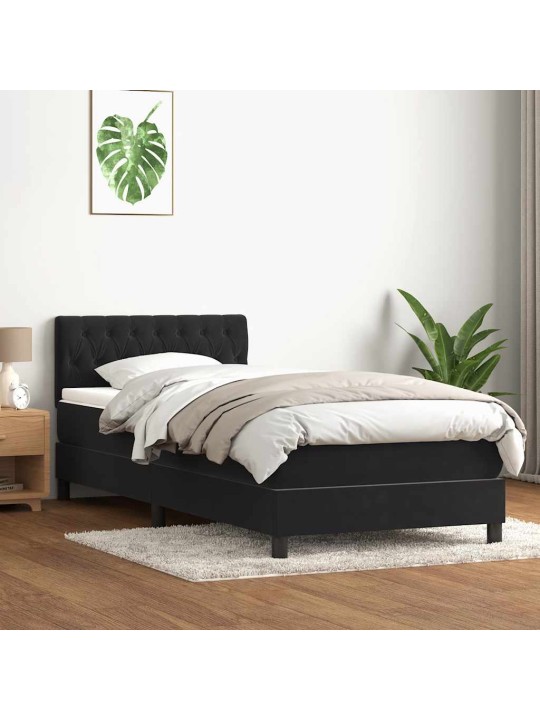Box spring postel s matrací černý 80x220 cm samet