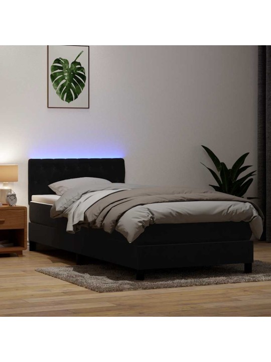 Box spring postel s matrací černý 80x220 cm samet
