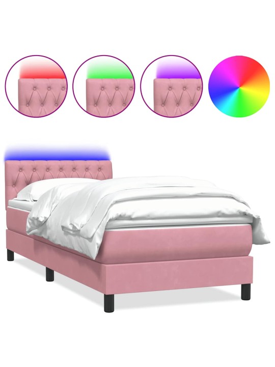 Box spring postel s matrací černá 100x220 cm růžový
