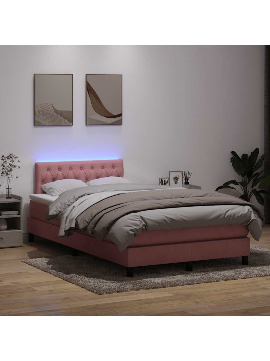 Box spring postel s matrací růžová 120x220 cm samet