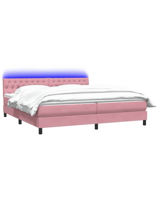 Box spring postel s matrací černá 180x220 cm růžový
