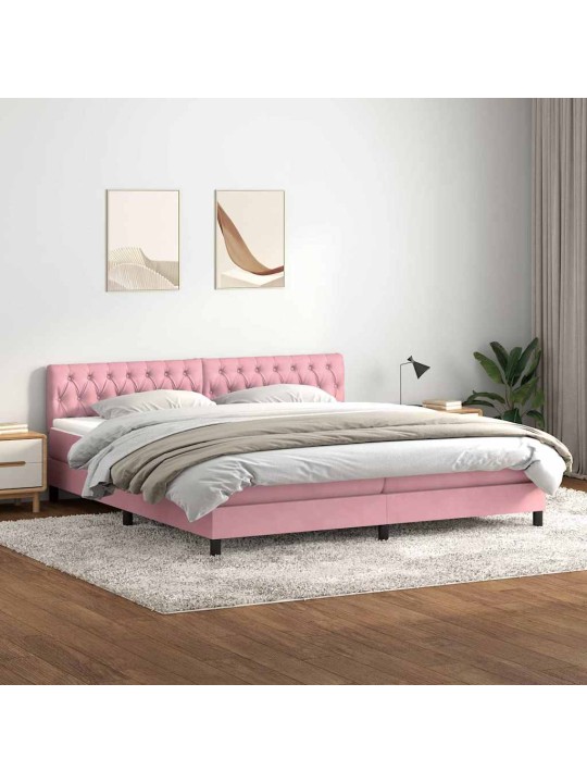 Box spring postel s matrací černá 180x220 cm růžový