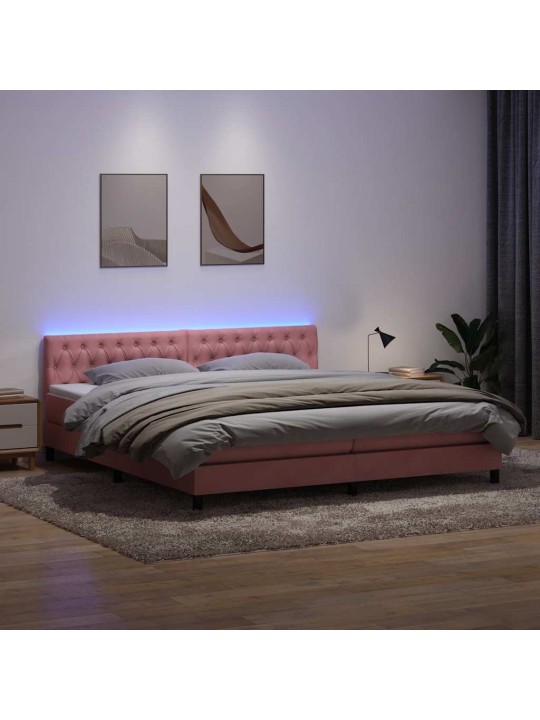 Box spring postel s matrací černá 180x220 cm růžový