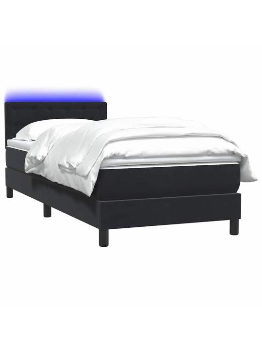 Box spring postel s matrací černý 80x220 cm samet