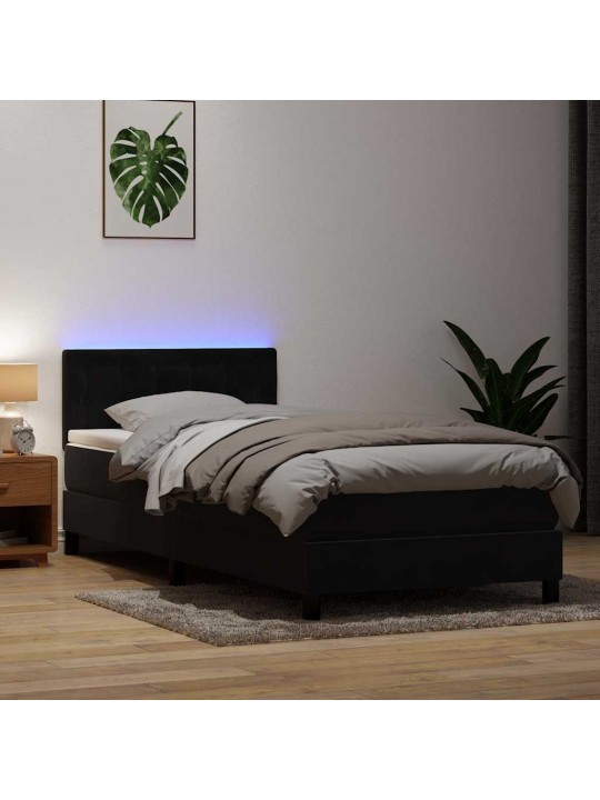 Box spring postel s matrací černý 80x220 cm samet