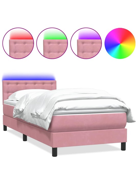 Box spring postel s matrací růžová 80x220 cm samet