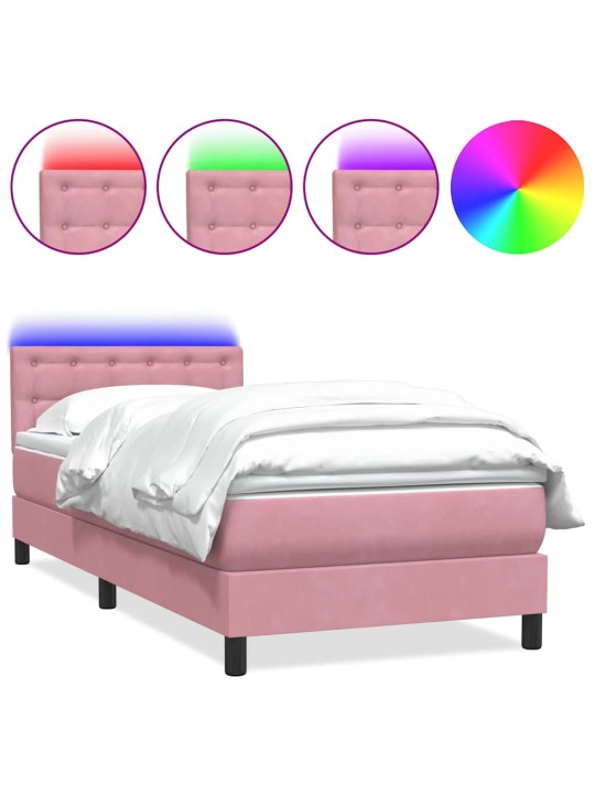 Box spring postel s matrací černá 100x220 cm růžový