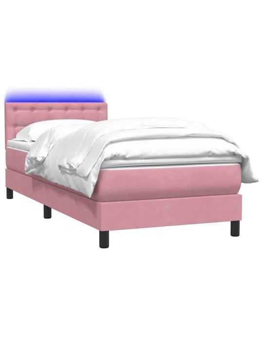 Box spring postel s matrací černá 100x220 cm růžový