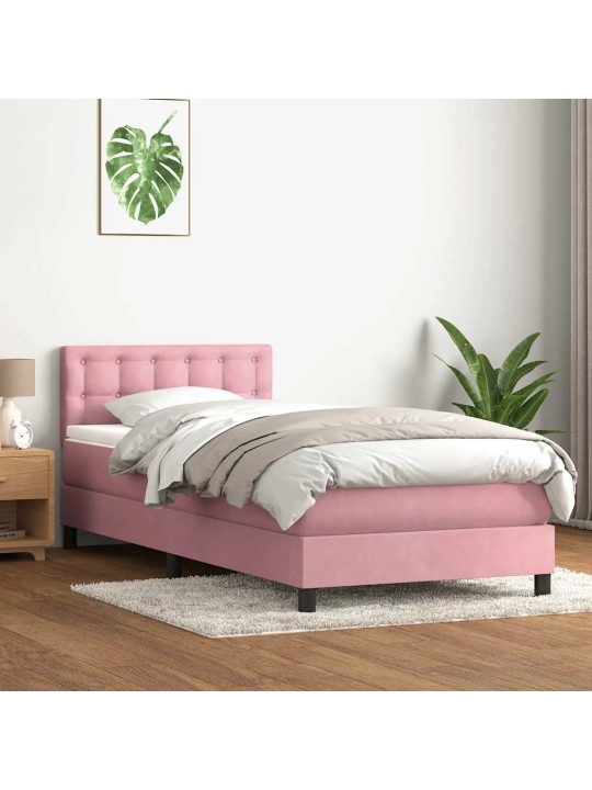 Box spring postel s matrací černá 100x220 cm růžový