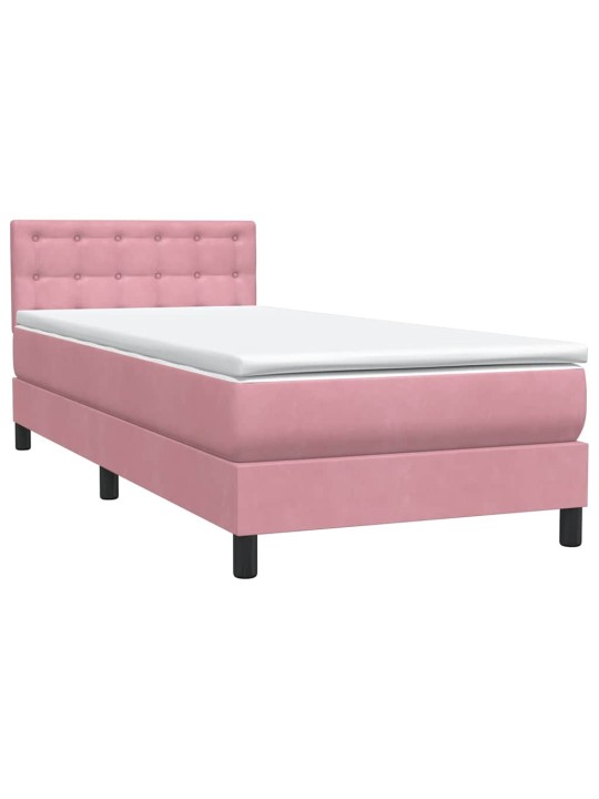 Box spring postel s matrací černá 100x220 cm růžový
