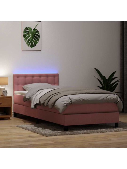 Box spring postel s matrací černá 100x220 cm růžový
