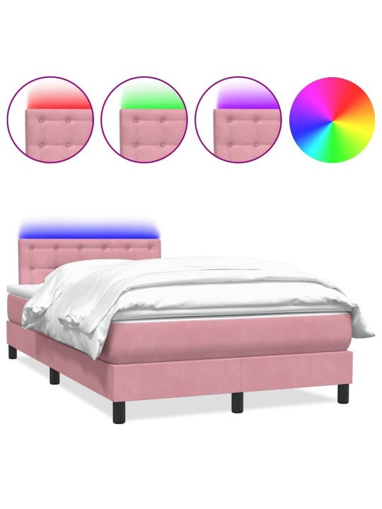 Box spring postel s matrací růžová 120x220 cm samet