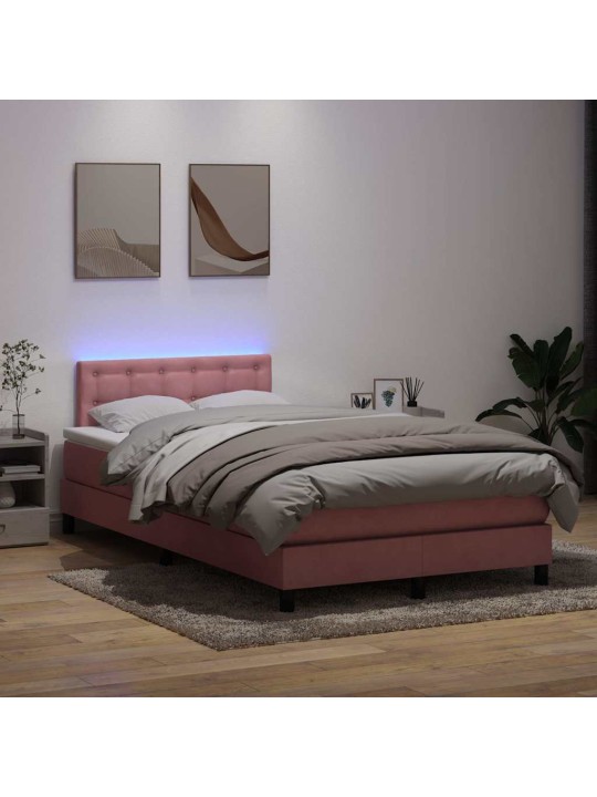 Box spring postel s matrací růžová 120x220 cm samet