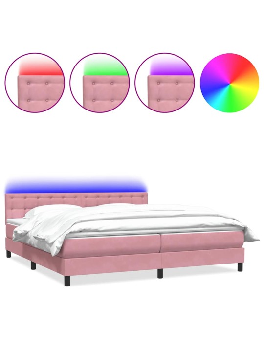 Box spring postel s matrací černá 180x220 cm růžový