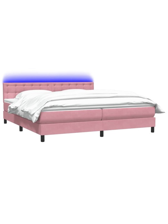 Box spring postel s matrací černá 180x220 cm růžový