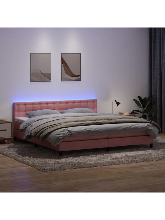 Box spring postel s matrací černá 180x220 cm růžový