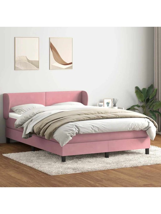 Box spring postel s matrací růžová 140x210 cm samet