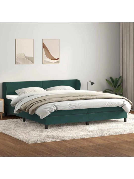 Box spring postel s matracemi tmavě zelená 200x210 cm samet