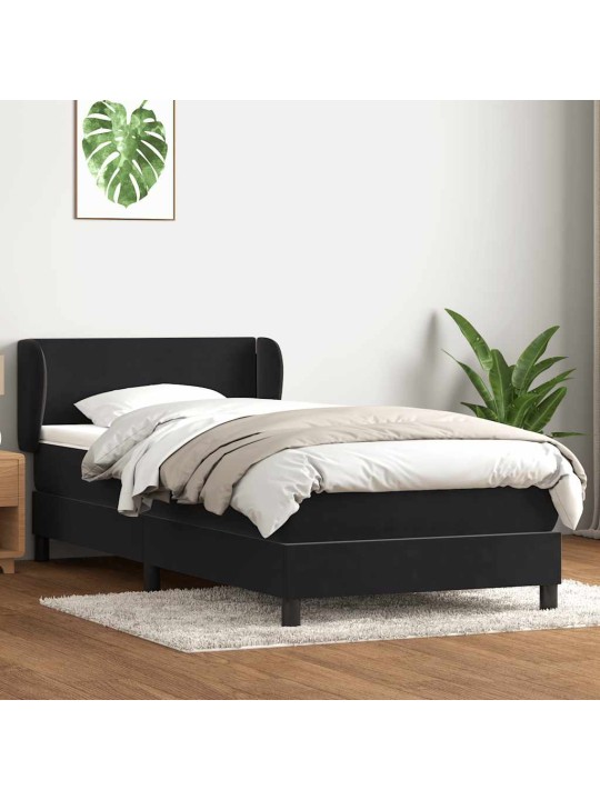 Box spring postel s matrací černý 80x220 cm samet