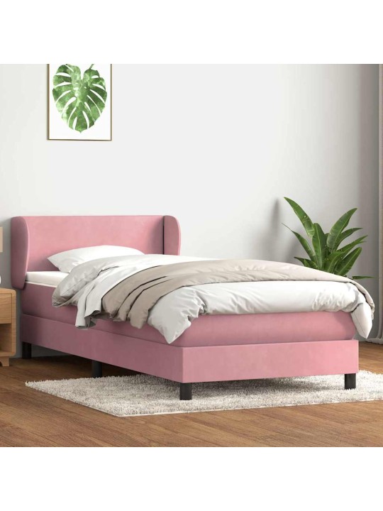 Box spring postel s matrací černá 100x220 cm růžový