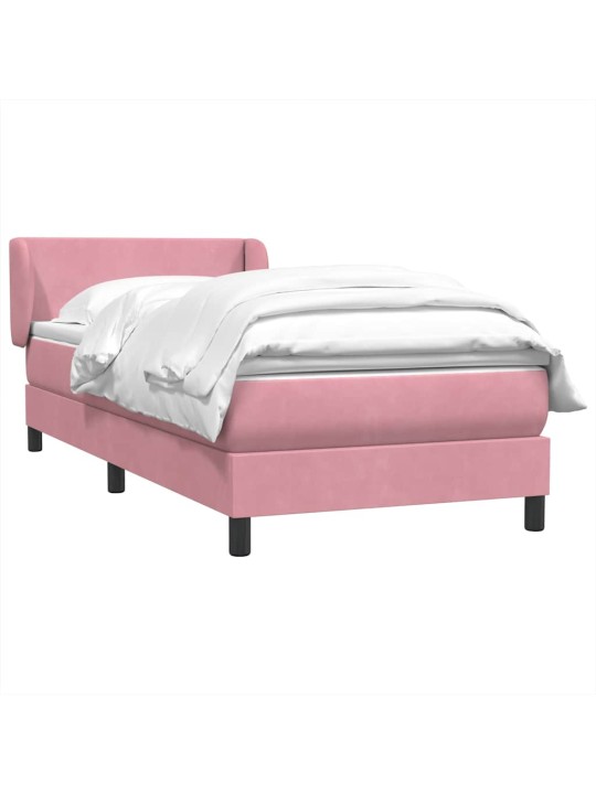Box spring postel s matrací černá 100x220 cm růžový