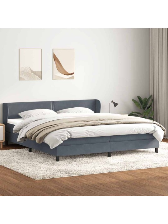 Box spring postel s matracemi tmavě šedá 200x210 cm samet
