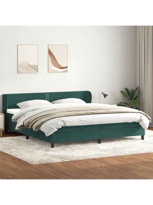Box spring postel s matracemi tmavě zelená 200x210 cm samet