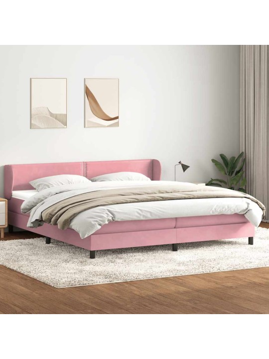 Box spring postel s matracemi růžová 200x210 cm samet