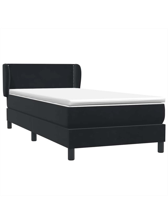 Box spring postel s matrací černý 80x220 cm samet