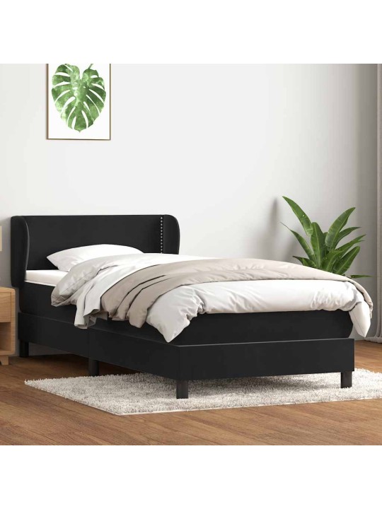 Box spring postel s matrací černý 80x220 cm samet