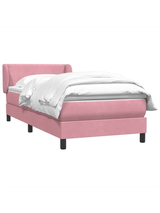Box spring postel s matrací černá 100x220 cm růžový