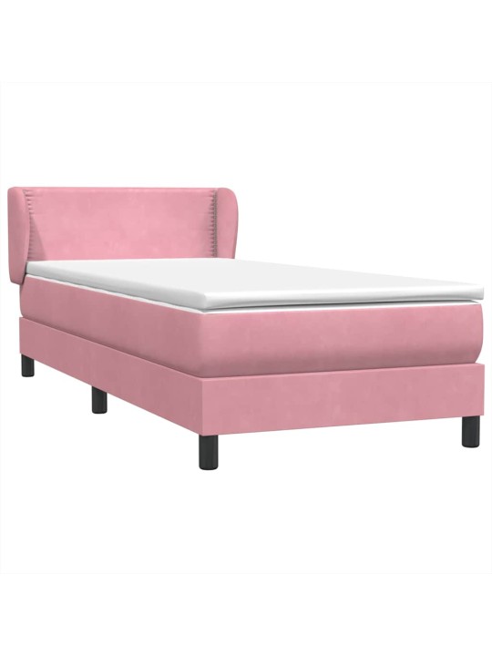 Box spring postel s matrací černá 100x220 cm růžový