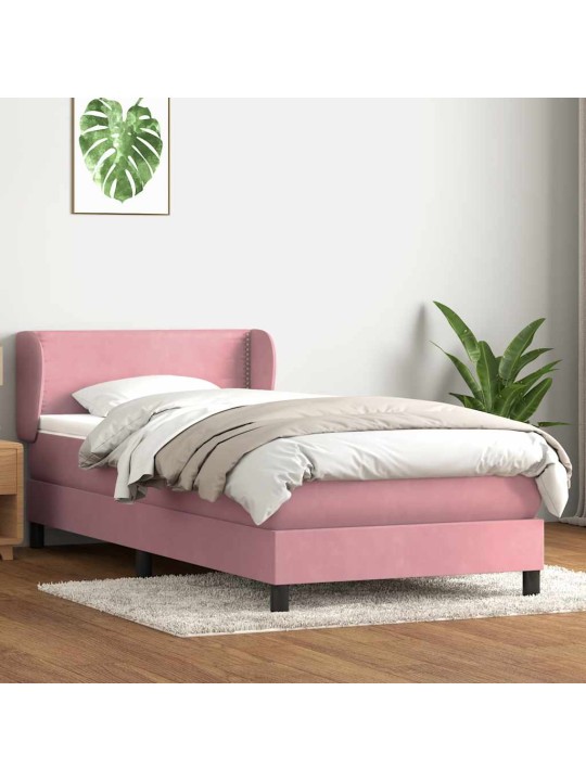 Box spring postel s matrací černá 100x220 cm růžový