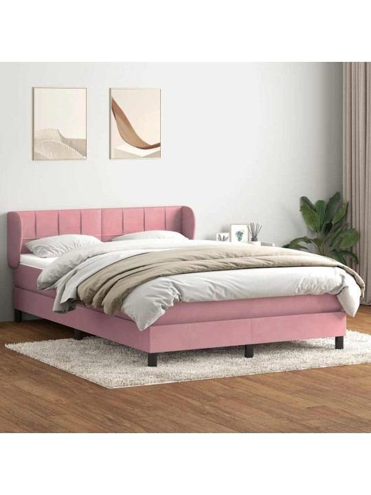 Box spring postel s matrací růžová 140x210 cm samet