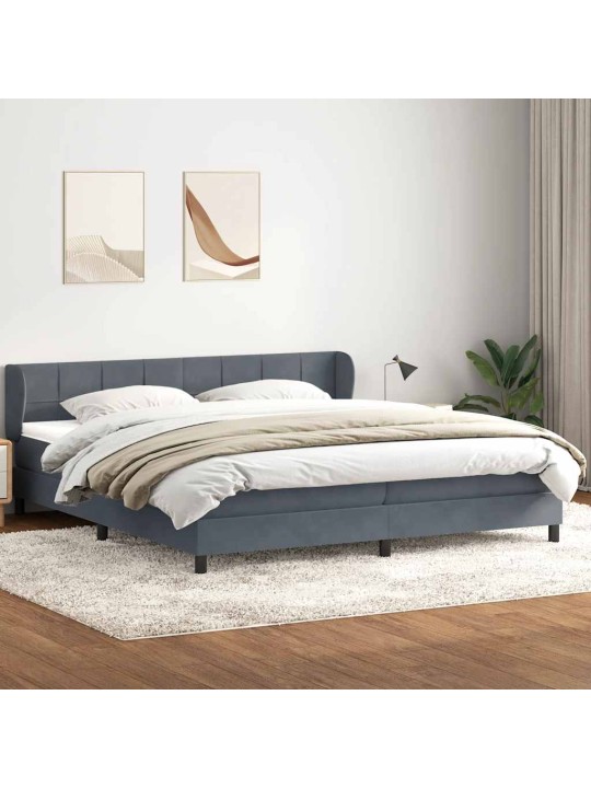 Box spring postel s matracemi tmavě šedá 200x210 cm samet