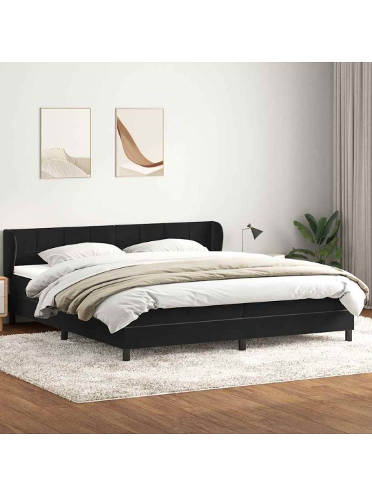Box spring postel s matracemi černá 200x210 cm samet
