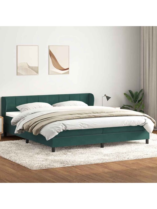 Box spring postel s matracemi tmavě zelená 200x210 cm samet