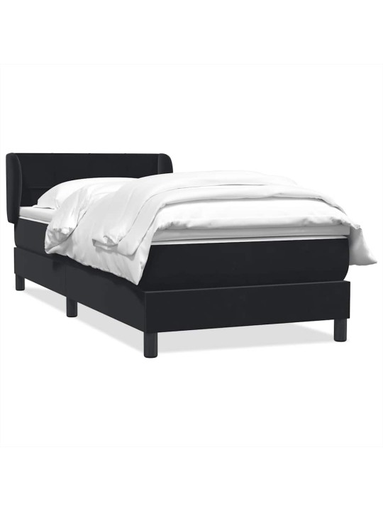 Box spring postel s matrací černý 80x220 cm samet