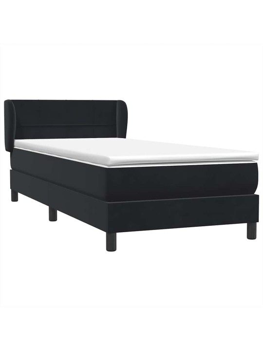 Box spring postel s matrací černý 80x220 cm samet