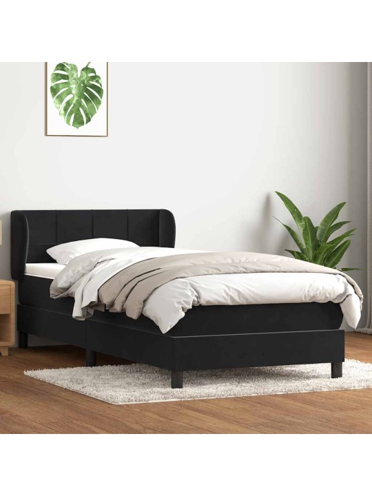Box spring postel s matrací černý 80x220 cm samet