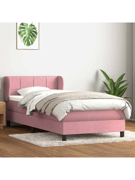 Box spring postel s matrací růžová 80x220 cm samet