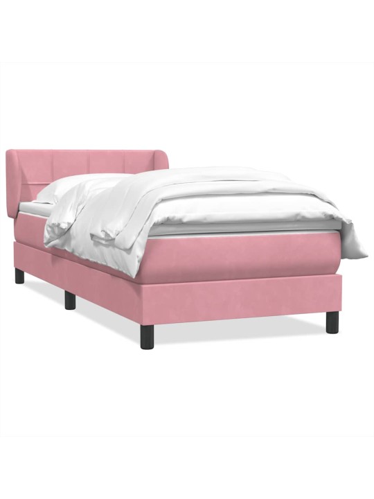 Box spring postel s matrací černá 100x220 cm růžový