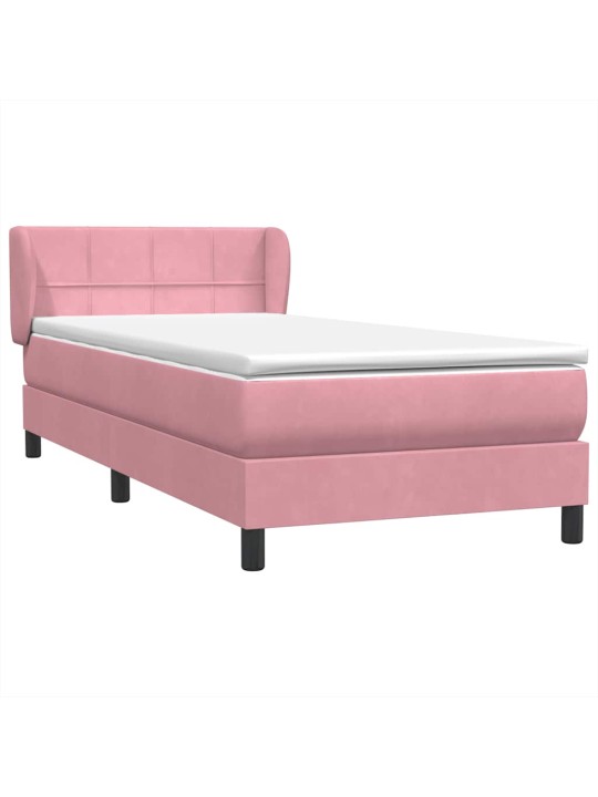 Box spring postel s matrací černá 100x220 cm růžový