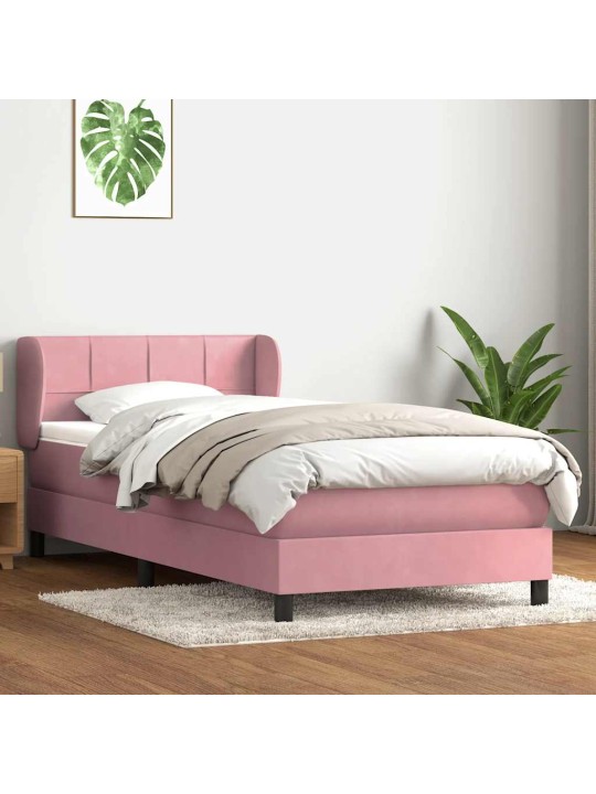 Box spring postel s matrací černá 100x220 cm růžový