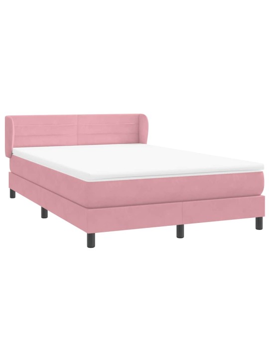 Box spring postel s matrací růžová 140x210 cm samet