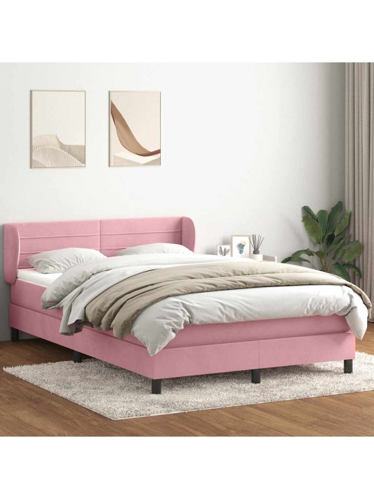 Box spring postel s matrací růžová 140x210 cm samet