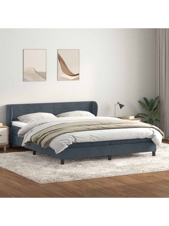 Box spring postel s matracemi tmavě šedá 200x210 cm samet