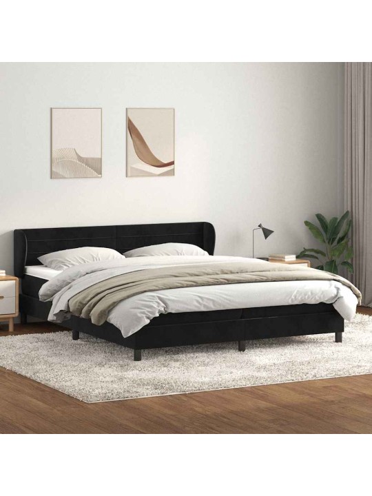 Box spring postel s matracemi černá 200x210 cm samet