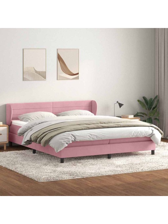 Box spring postel s matracemi růžová 200x210 cm samet